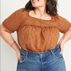 Women's ruffle square neck embroidered Top